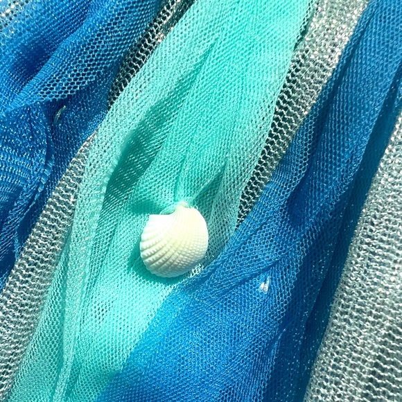 Billie Blush Seashell Skirt Tulle multi-color Blue elastic band waist kids sz 6. - Picture 9 of 10